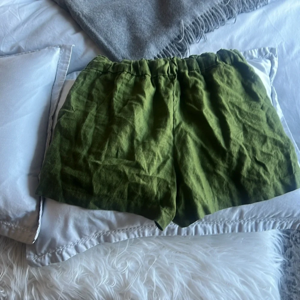 J. Crew XS High Waist Green Women's Linen Shorts - Picture 4 of 6